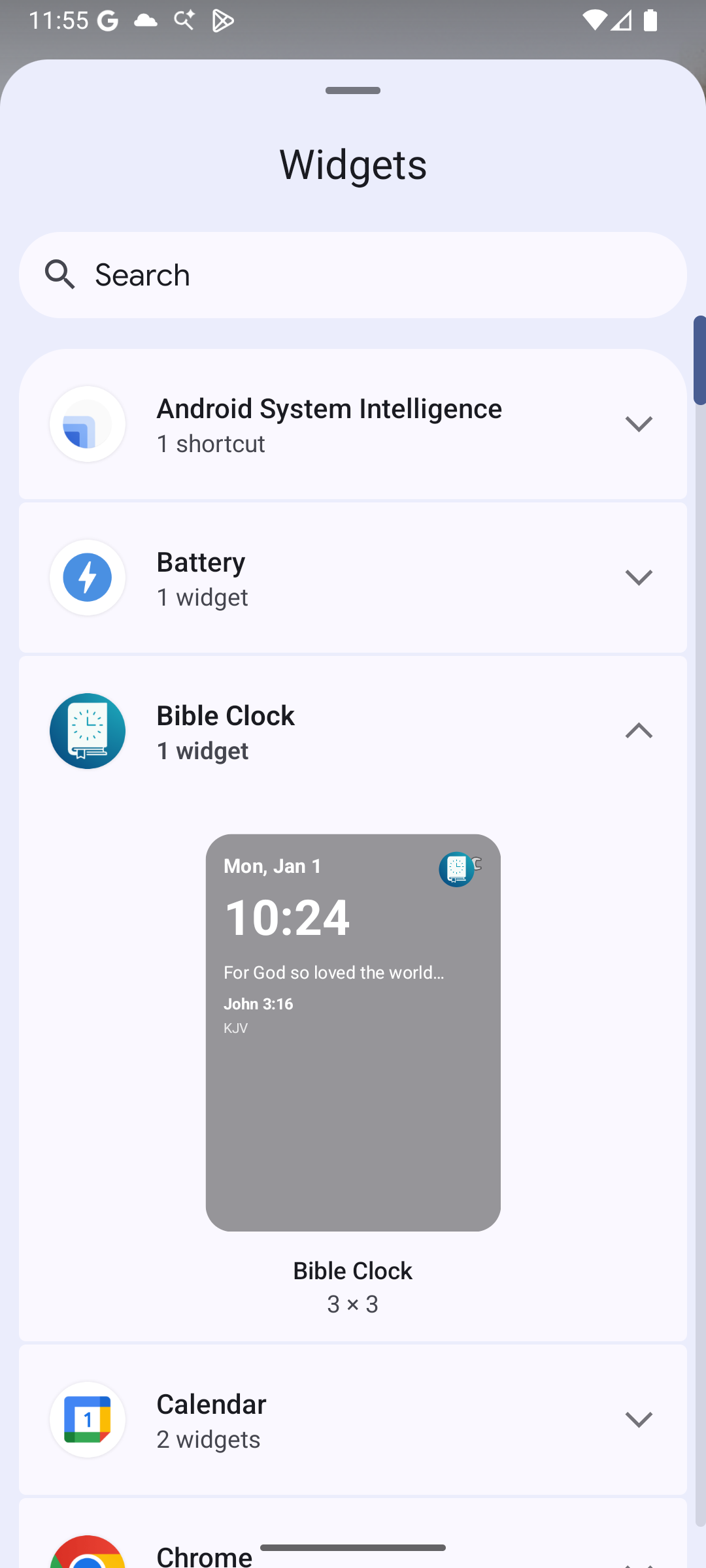 Bible Clock home screen widget